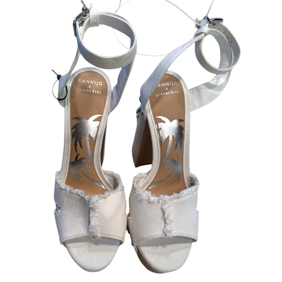 Gianni Bini DAISY White Denim Studded Platform Sandals - Picture 3 of 12